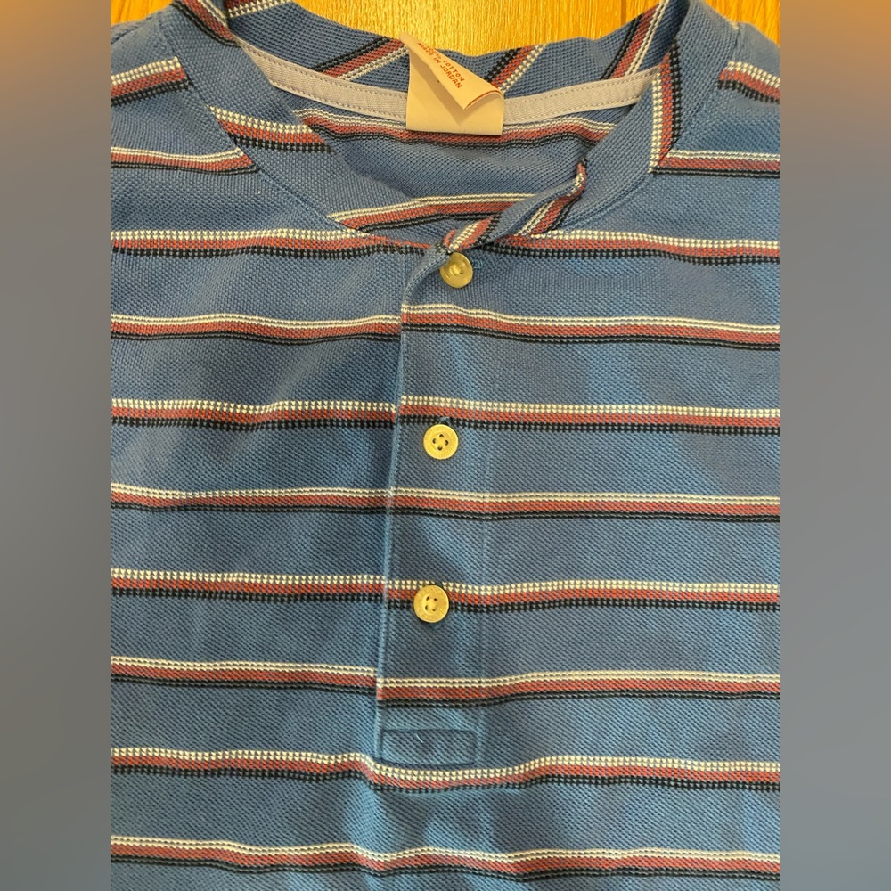 Brooks Brothers RF Pique Henley – Size Large, Blue, White, and Red Striped - Picture 5 of 6
